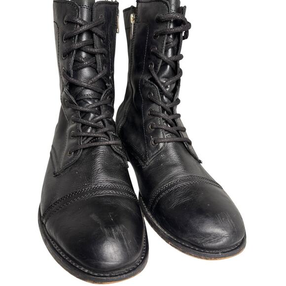 Steve Madden Men’s Trek Boots Black Pigskin Leather Combat Lace Up Zipper Sz 13 - Picture 11 of 16